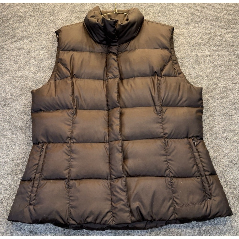 Eddie Bauer Women's Size Large Brown Premium Goose Down Puffer Vest
